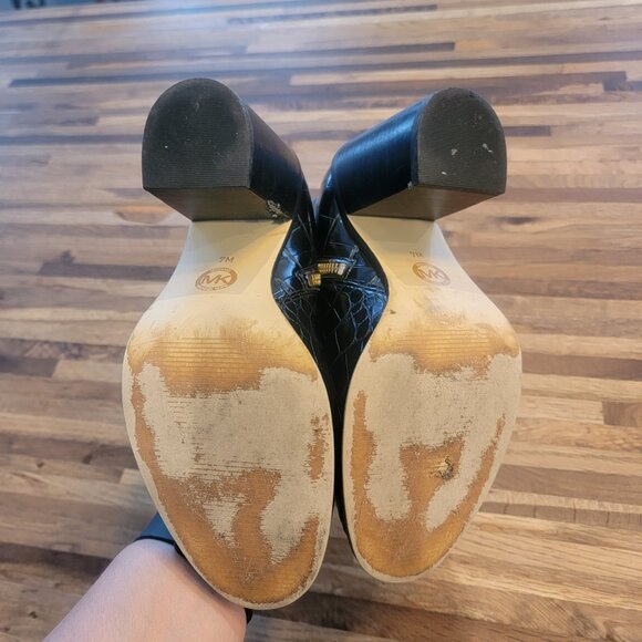 Michael Michael Kors Farrah Tronchetto Donna Embossed Boots Black - Picture 8 of 9